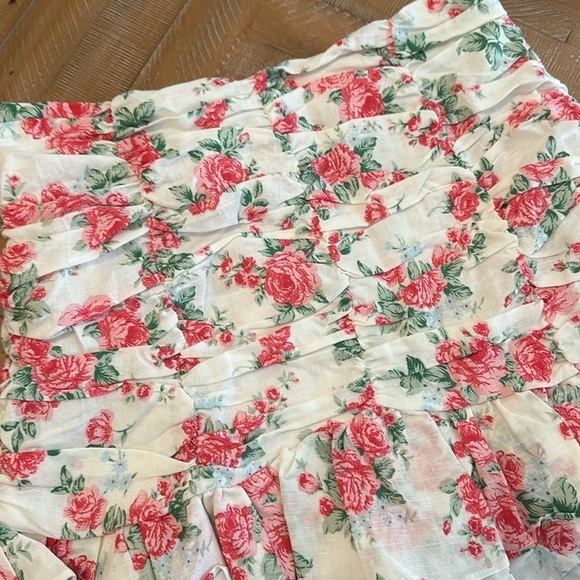 Endless Rose Revolve Linen Ruched Draped Ruffle Hem Mini Skirt - Picture 12 of 16